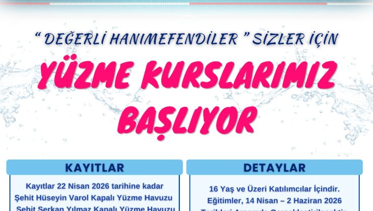 Onikişubat Belediyesi’nin kadınlara özel yüzme kursuna başvurular başladı
